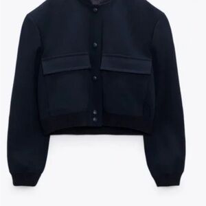 Zara Maxi Pocket Black Bomber Jacket